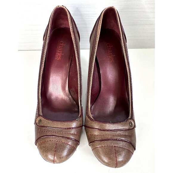 Charles David Round Toe Leather Pumps Taupe Brown Womens Size 8 - Picture 5 of 8
